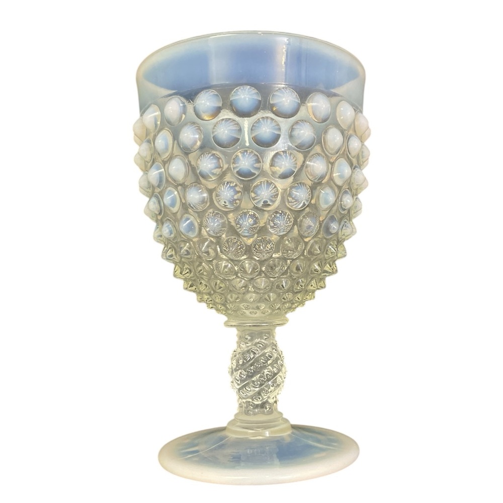 Vintage Fenton Moonstone Hobnail Glass Water Goblet Opalescent French